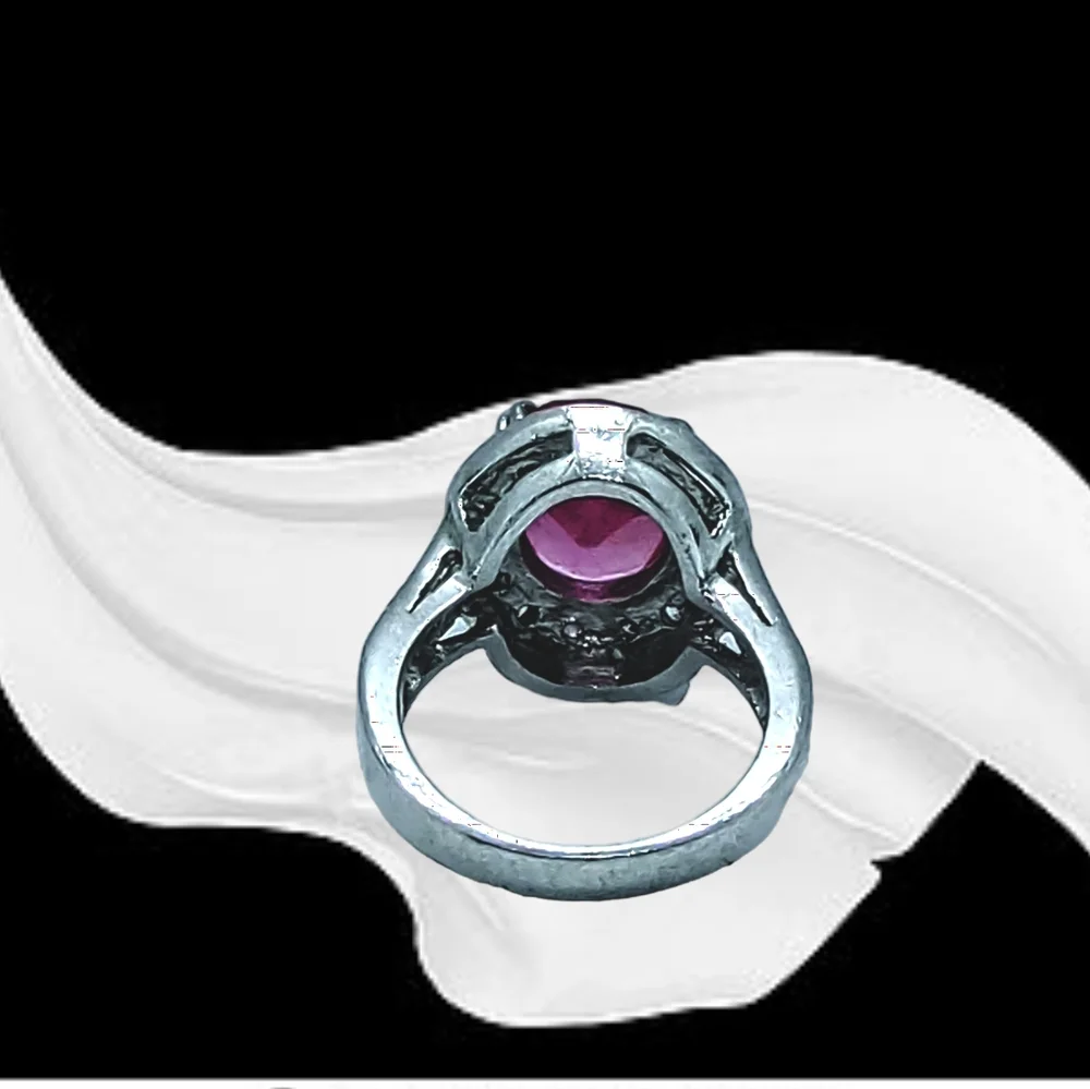 Intensely Pink CZ Stone Silver Ring NWOT